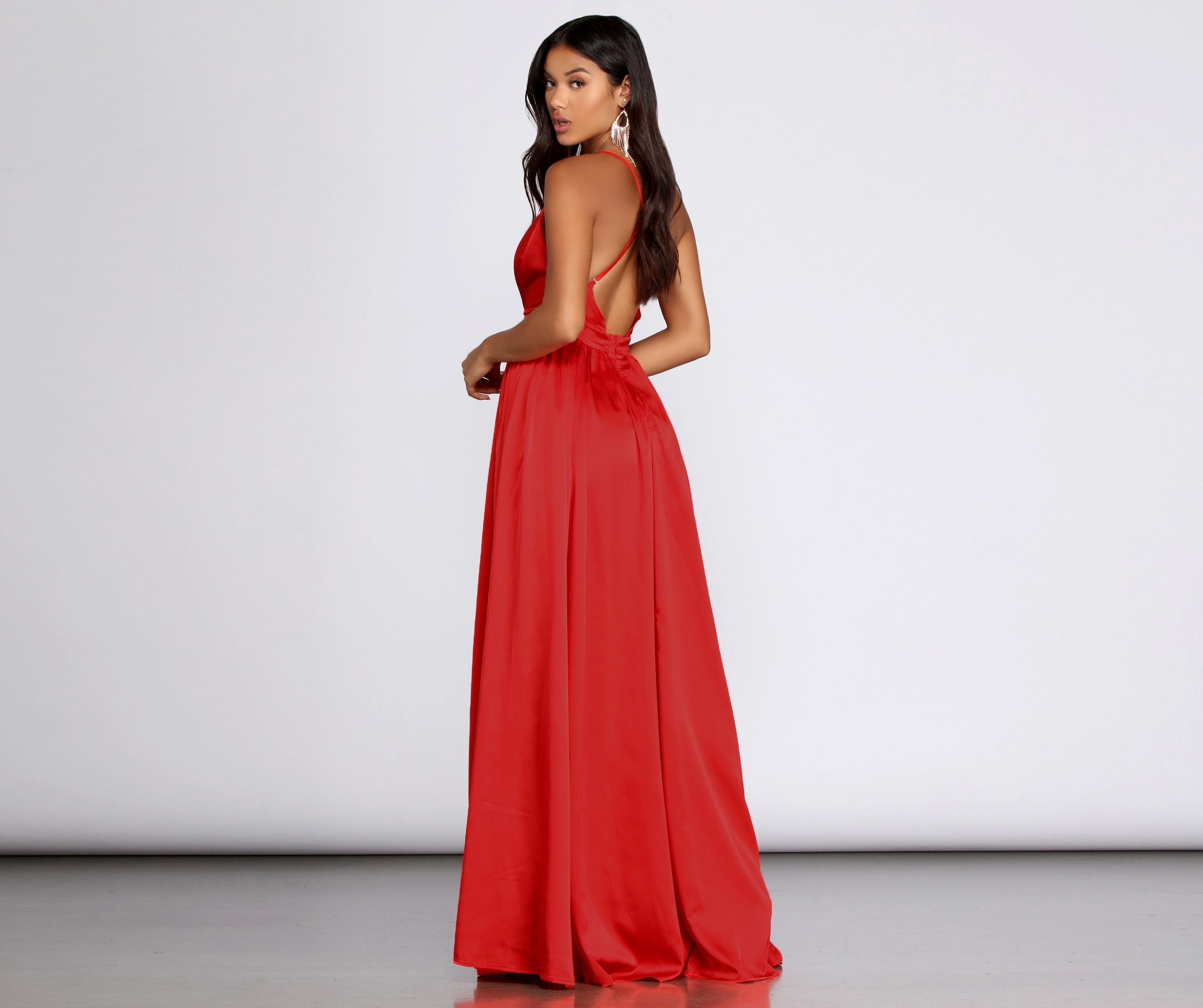 Nerissa Pleated Satin Gown
