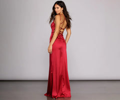 Renée Lace-Up Satin Dress