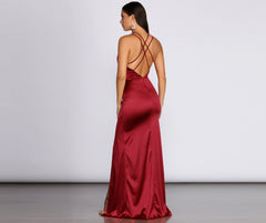 Chelsea Satin High Slit Dress