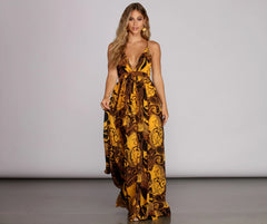 Donna Chiffon Deep V Gown