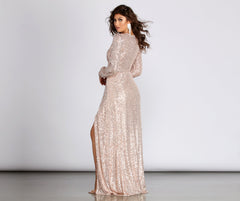 Lucille Formal Long Sleeve Sequin Dress