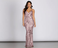 Maeve Sequined V Mesh Gown