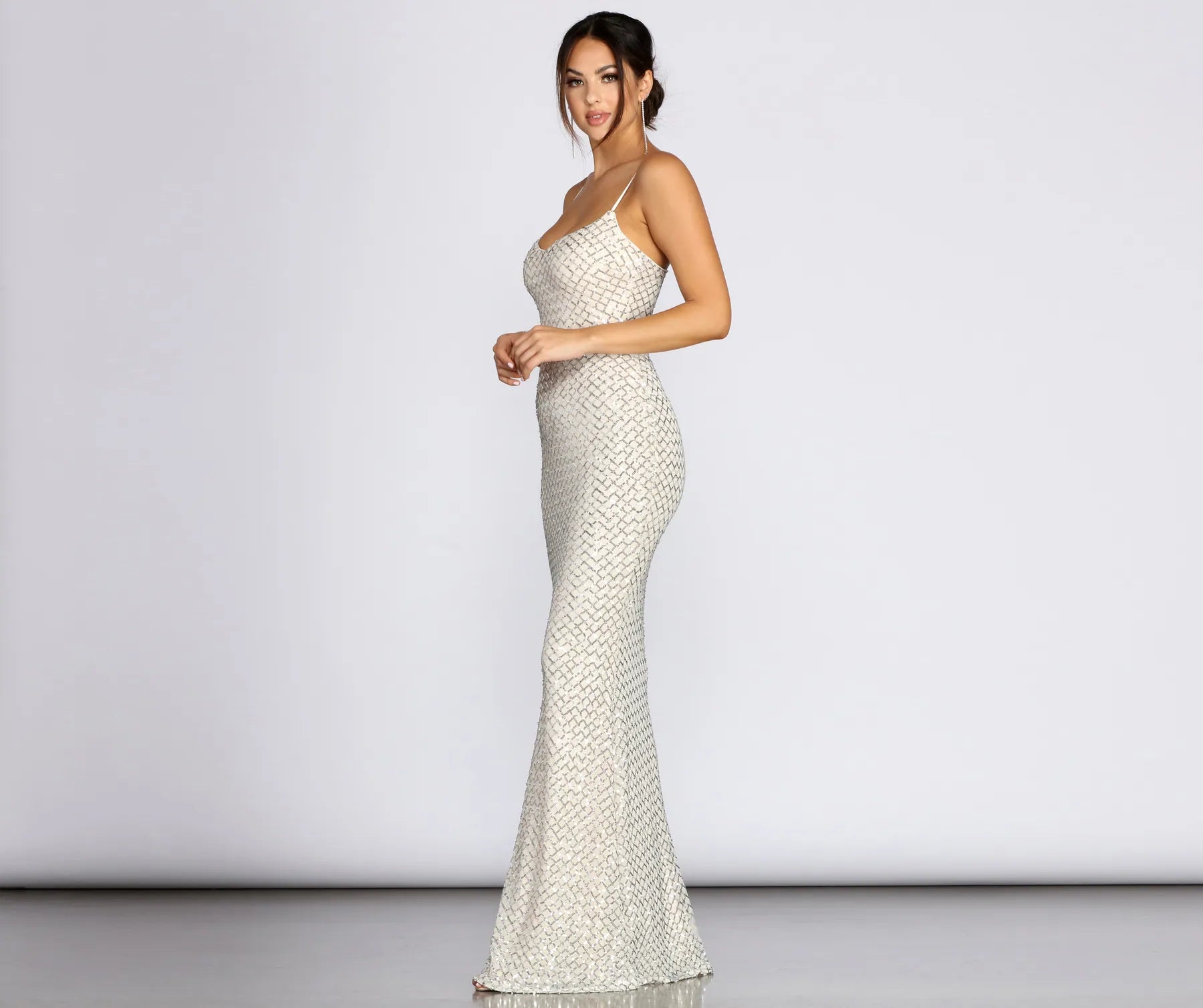 Odessa Sequin Mesh Evening Gown