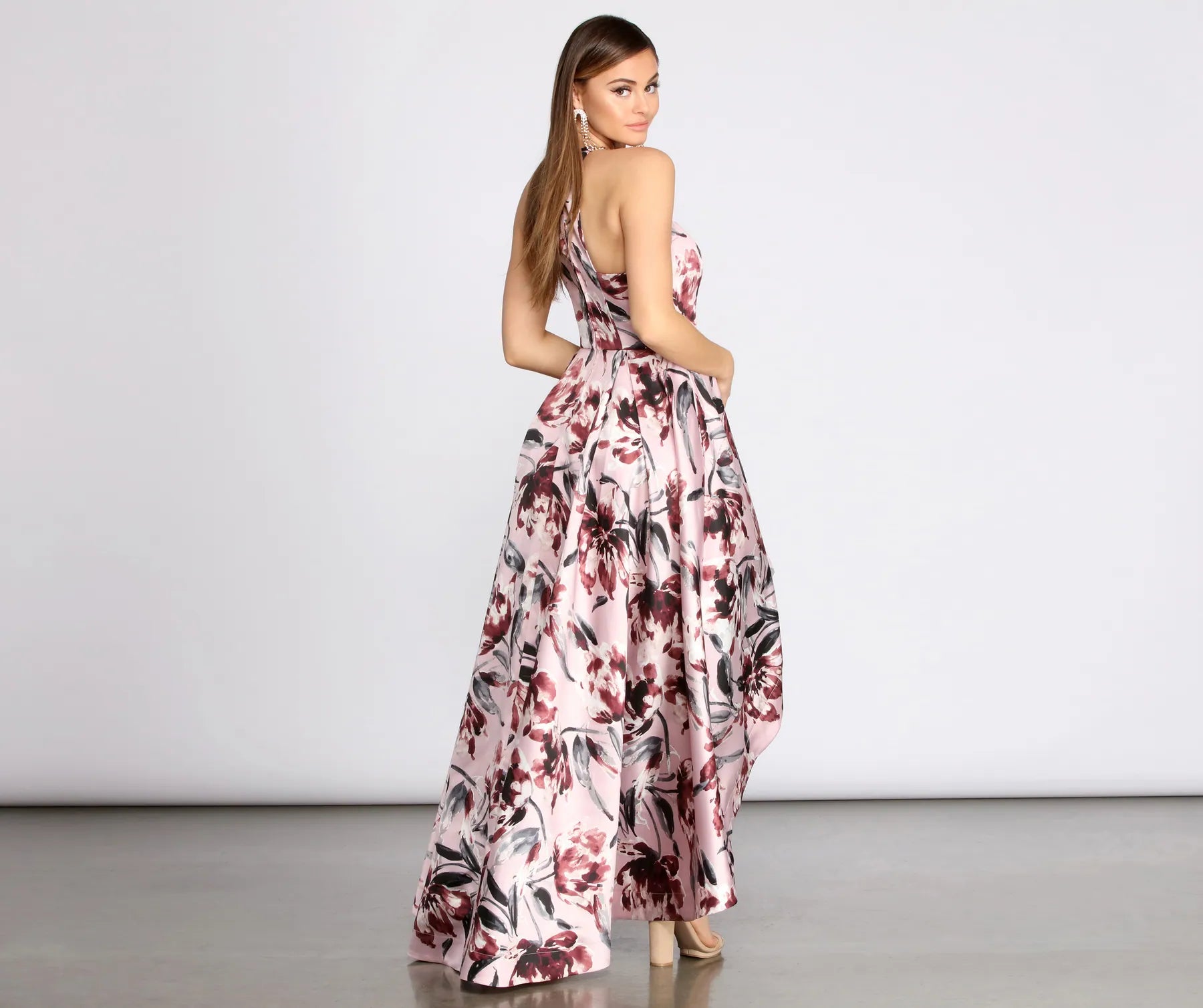 Tatum Satin Floral High Low Dress