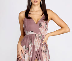 Elisa Floral Chiffon Cross Back A-Line Dress