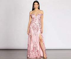 Camilla Sequin Off Shoulder A-Line Dress