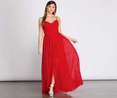 Devora Chiffon Tie Bow A-Line Dress