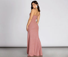 Stacia Glitter Crepe Formal Dress