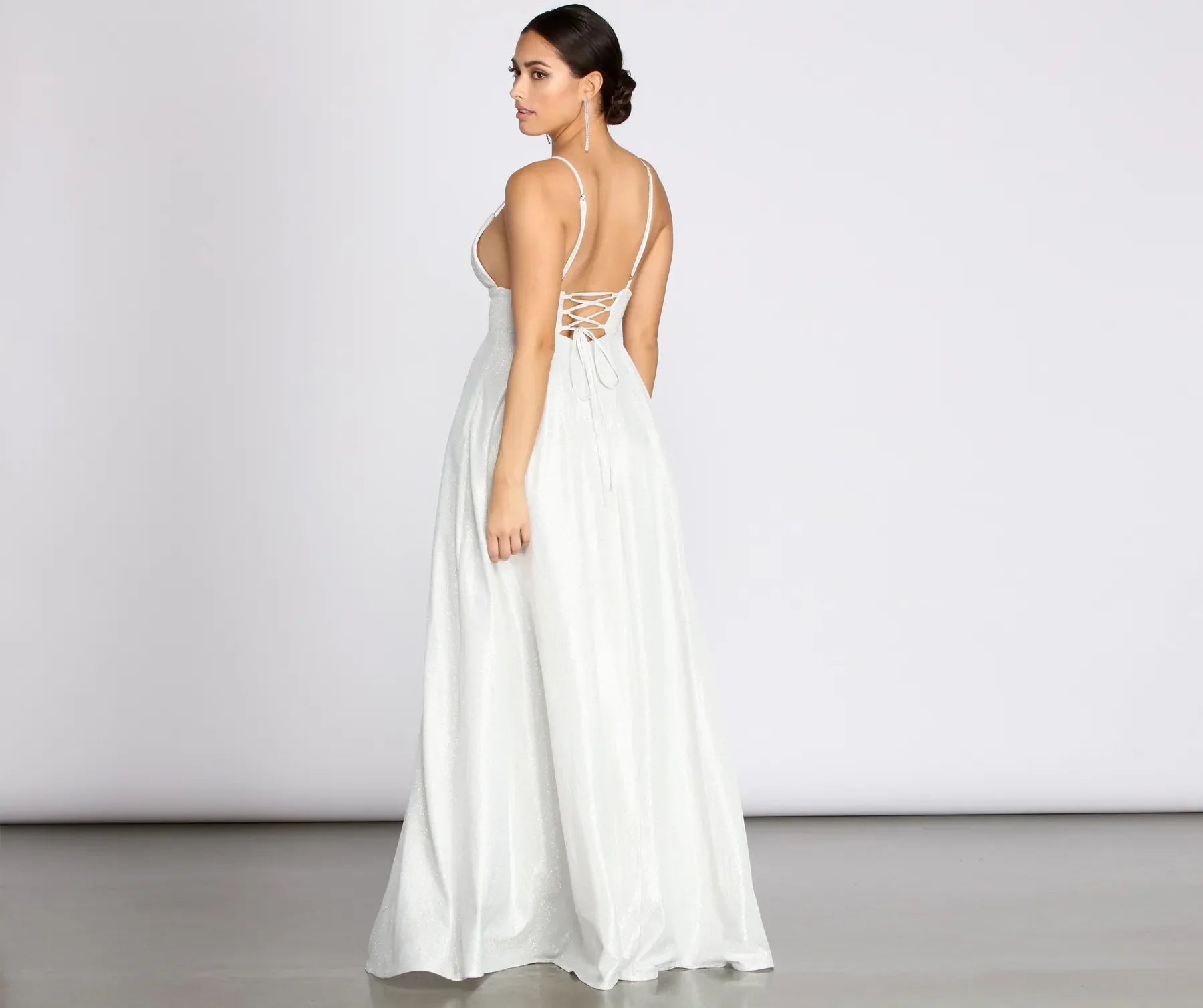 Asta Glitter Lace Up Back A-Line Dress