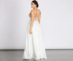 Asta Glitter Lace Up Back A-Line Dress