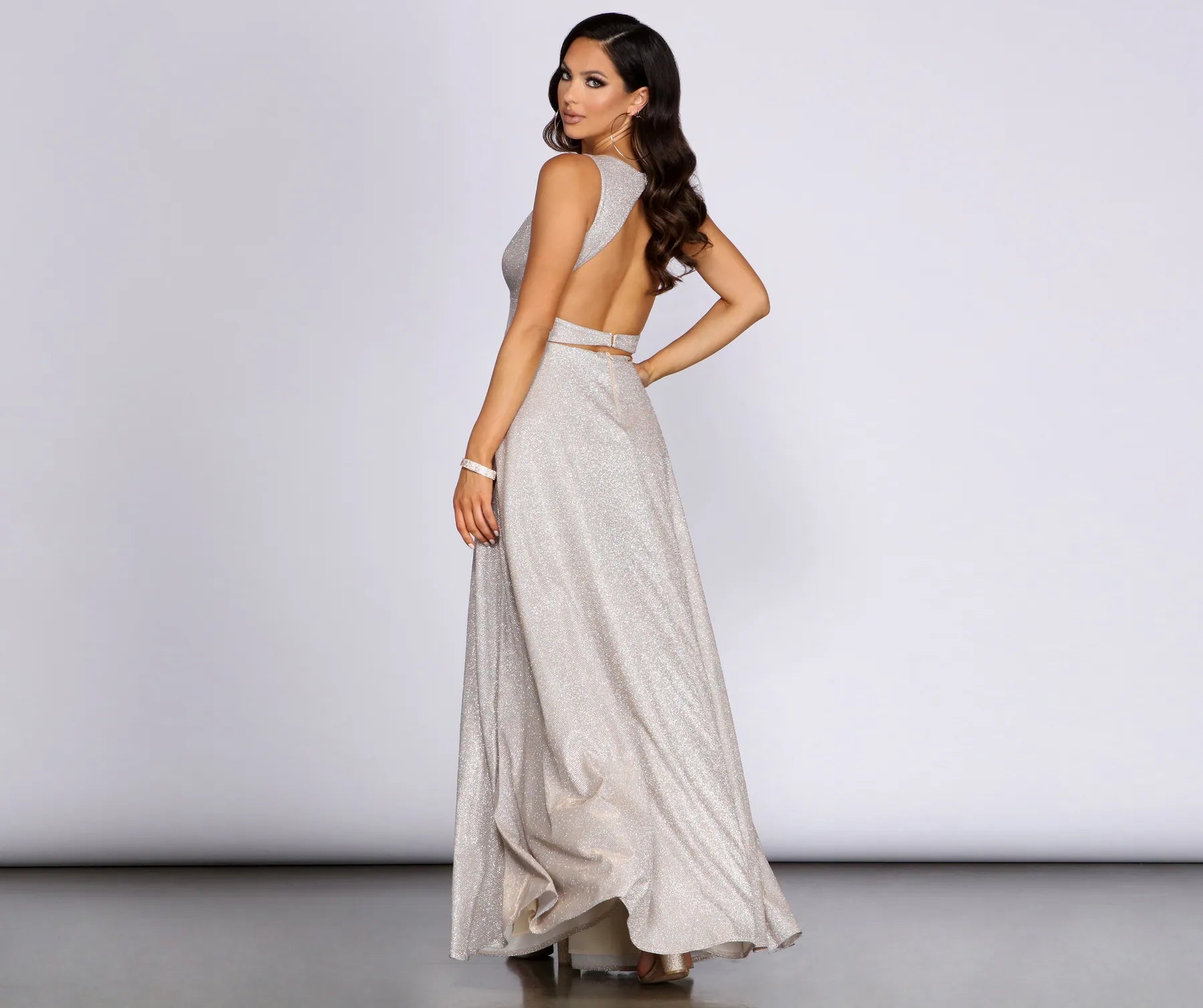 Marie-Anne Glitter High Slit Dress