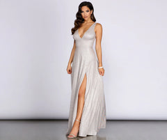 Marie-Anne Glitter High Slit Dress
