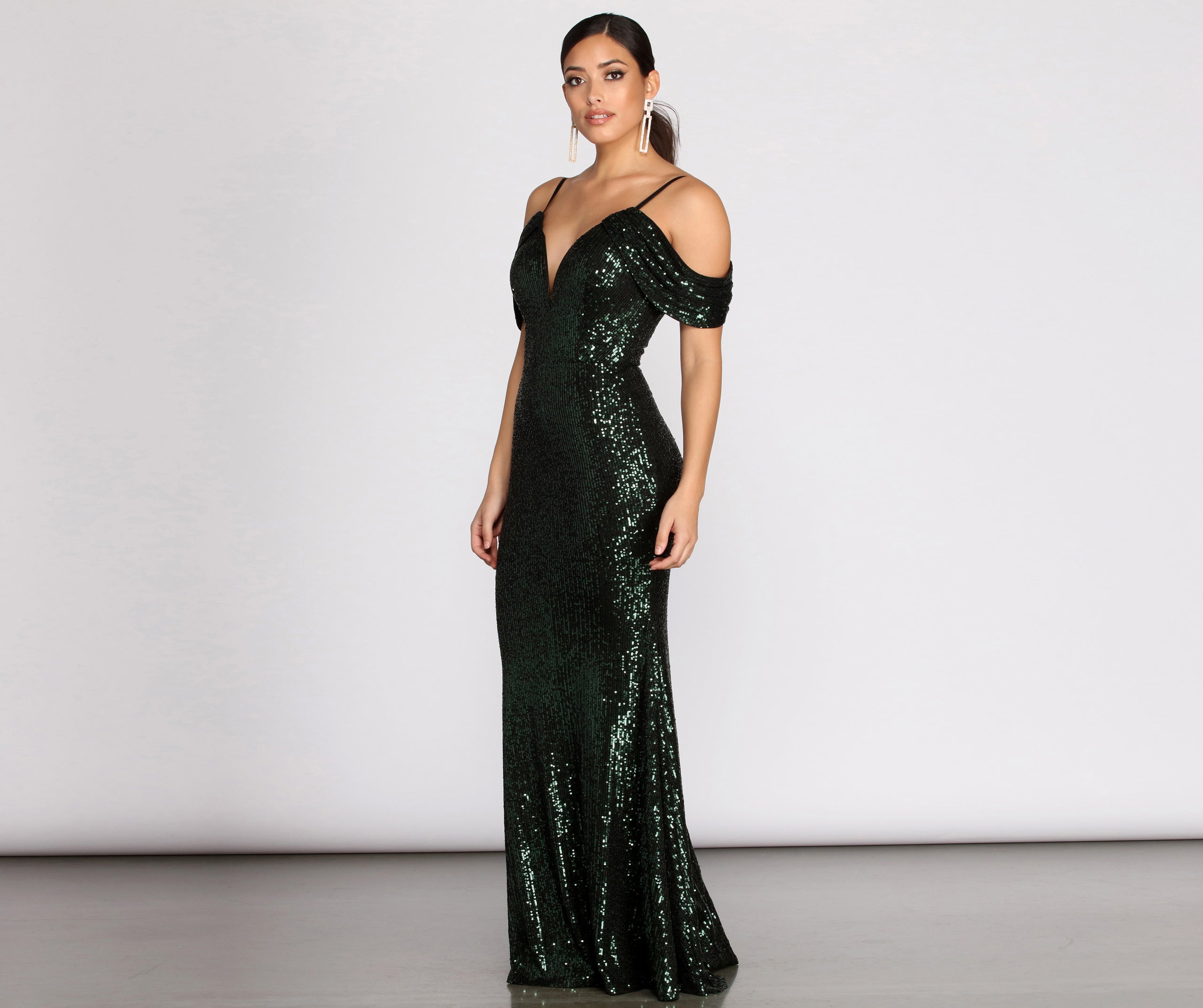 Jillian Deep V Sequin Dress