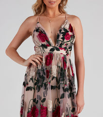 Charena Formal Embroidered Floral Tulle Dress