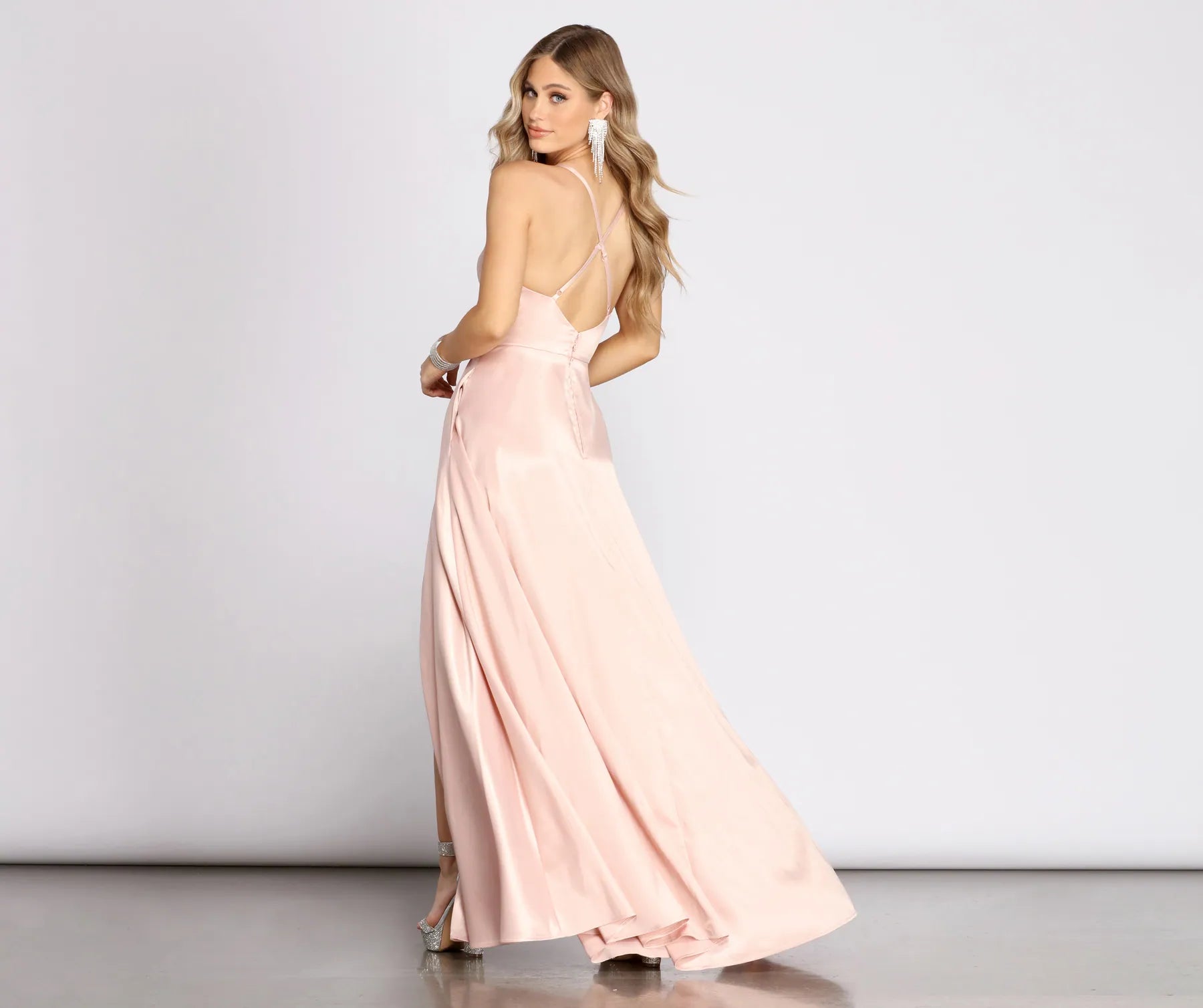 Eloise Cowl Neck Cross Back A-Line Dress