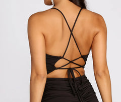 Rona Cowl Neck Lace Up Back Dress