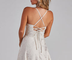 Adalyn Brocade High Slit Dress