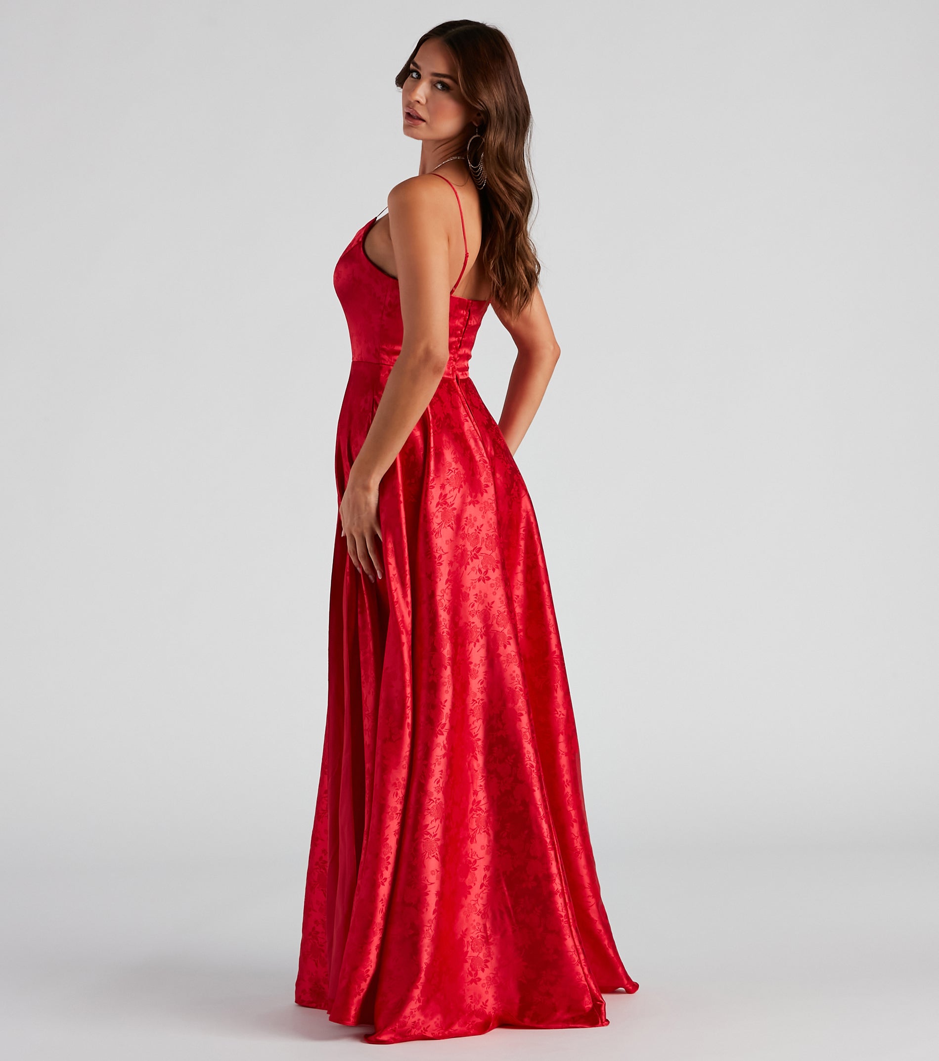 Natasha Floral Satin A-Line Dress