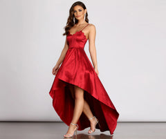 Jewel Scalloped Taffeta High Low Dress