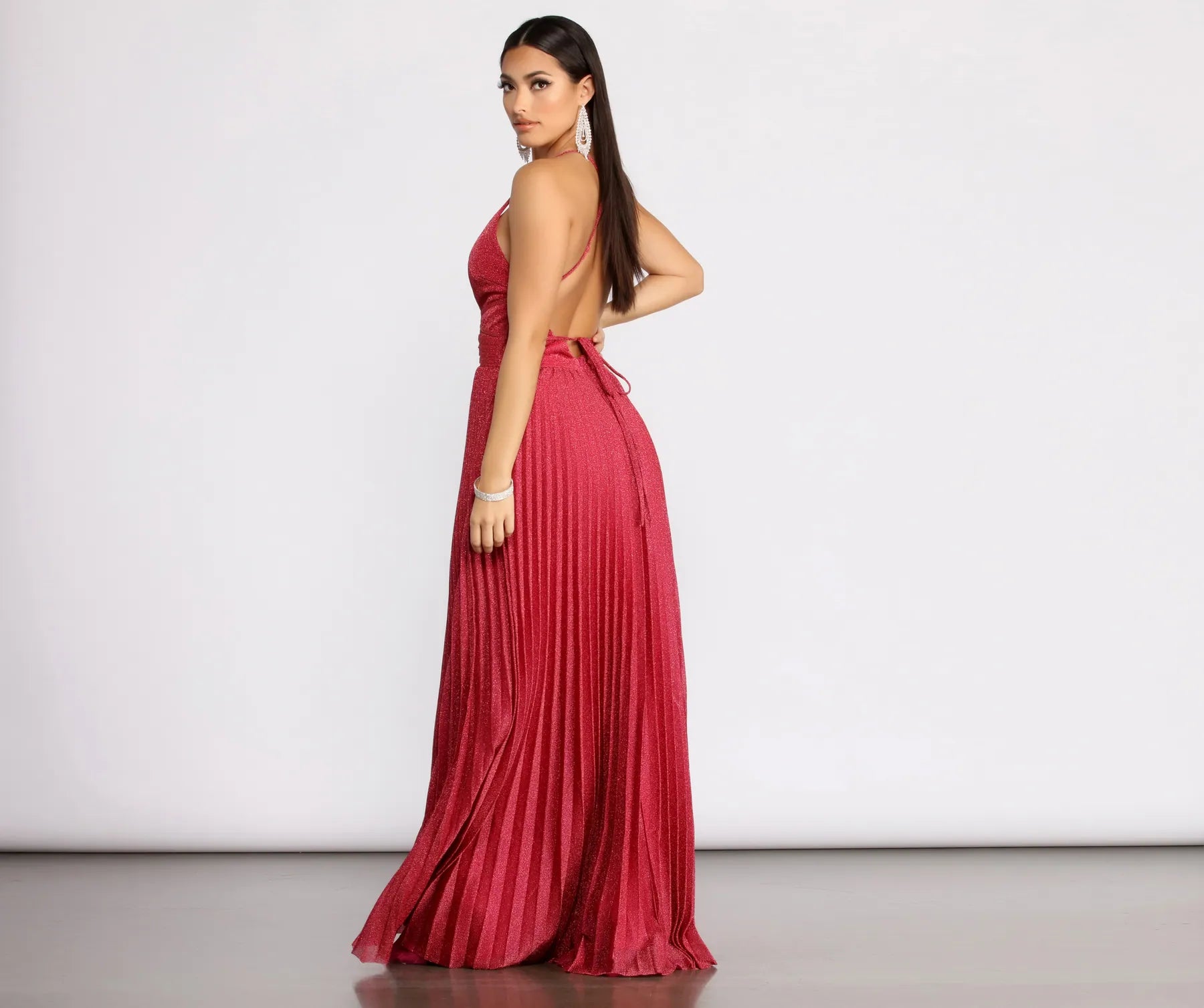 Tabby Formal Pleated Glitter Dress