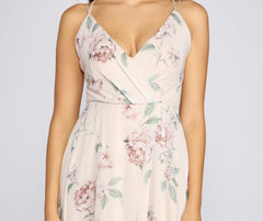 Corinna Formal Floral Chiffon Wrap Dress