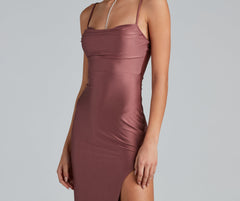 Darla Formal High Slit Satin Dress