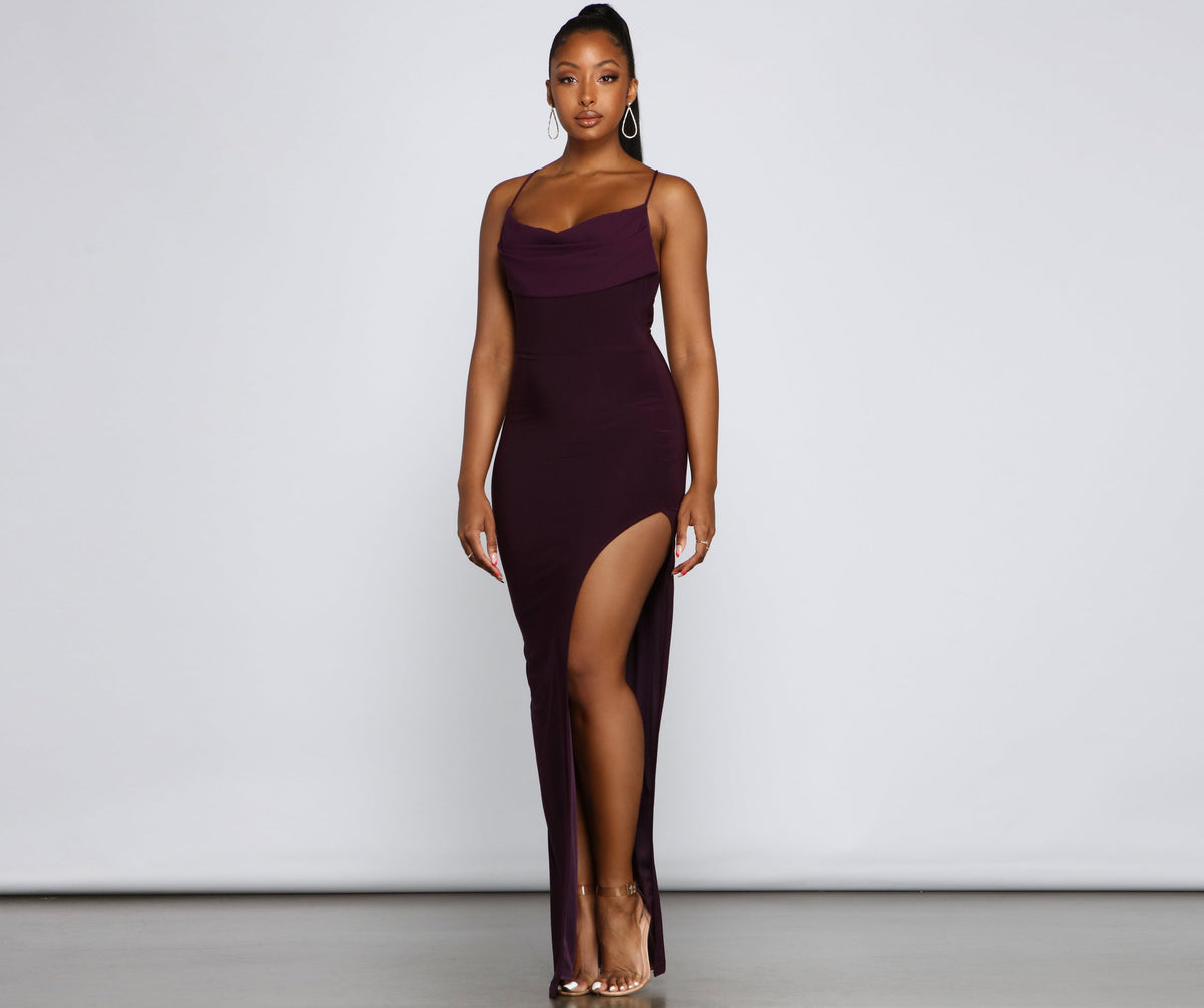 Inez Formal High Slit Ruched Dress