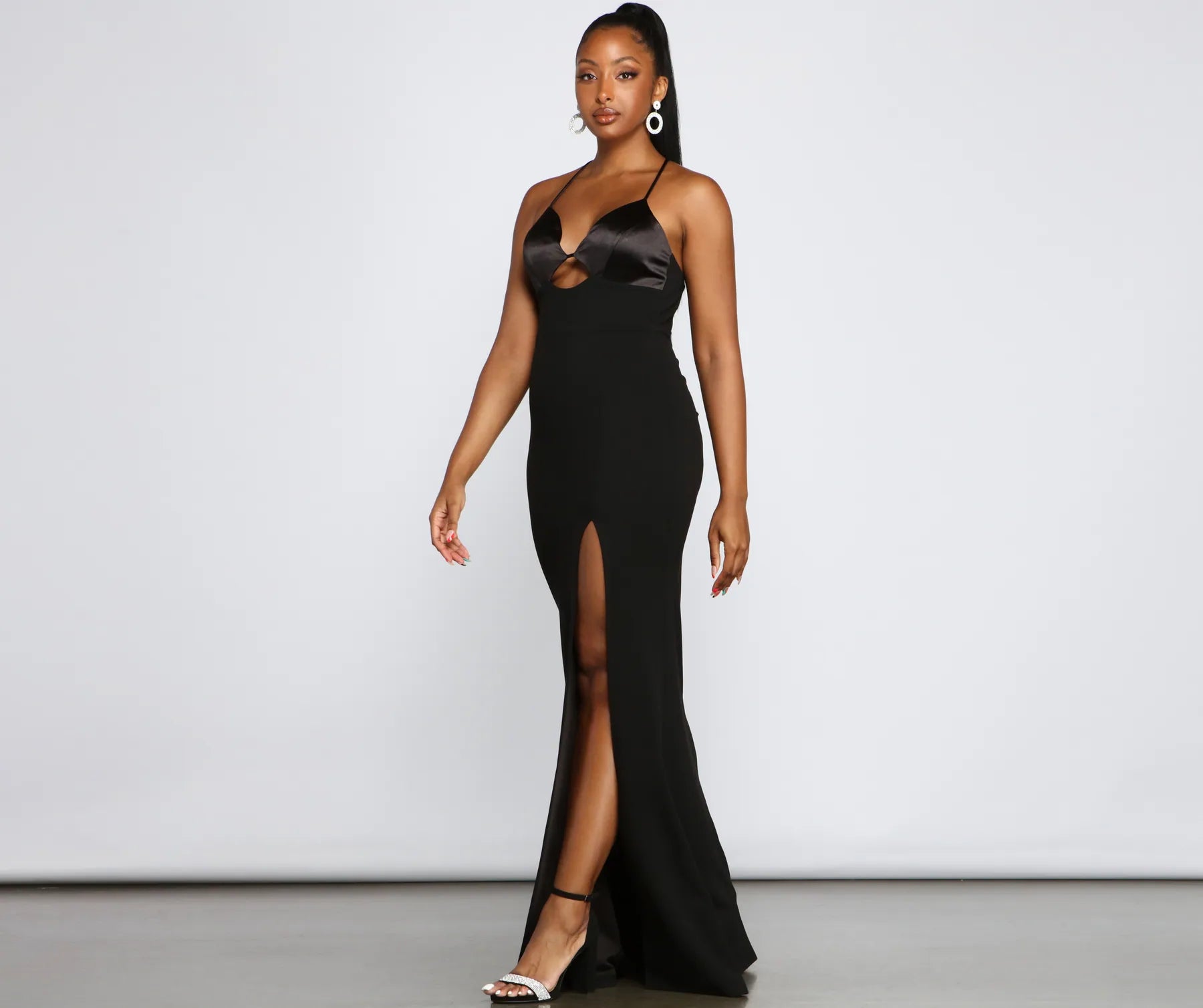 Amelie Formal High Slit Crepe Dress