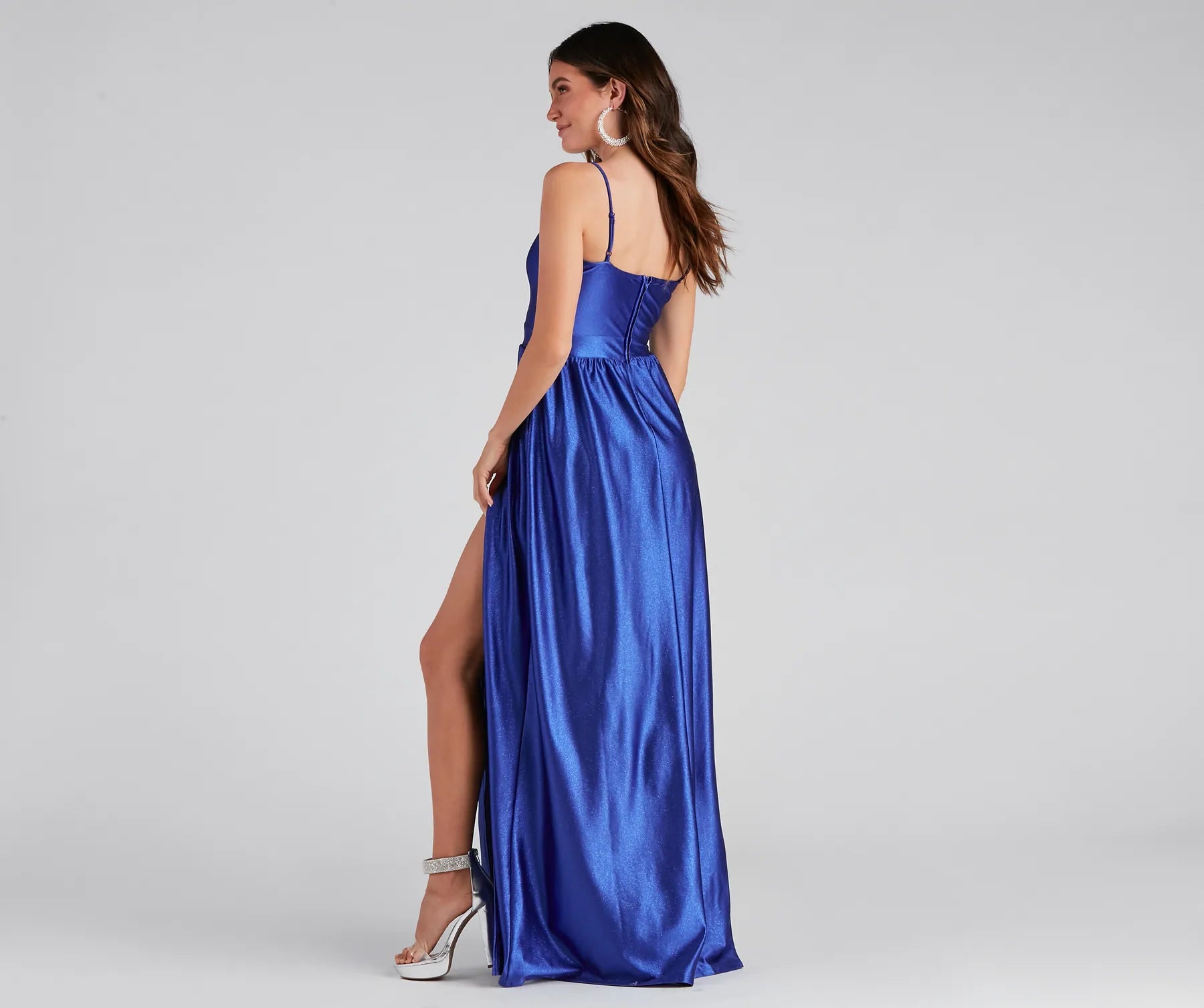 Riley Glitter Satin A-Line Formal Dress