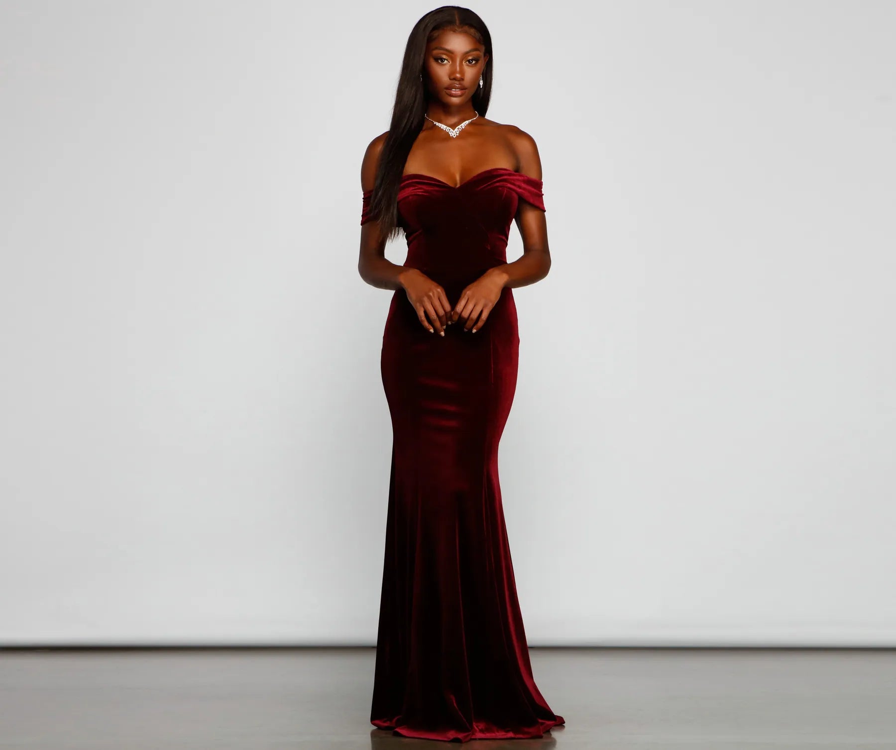 Moira Off-The-Shoulder Velvet Mermaid Dress
