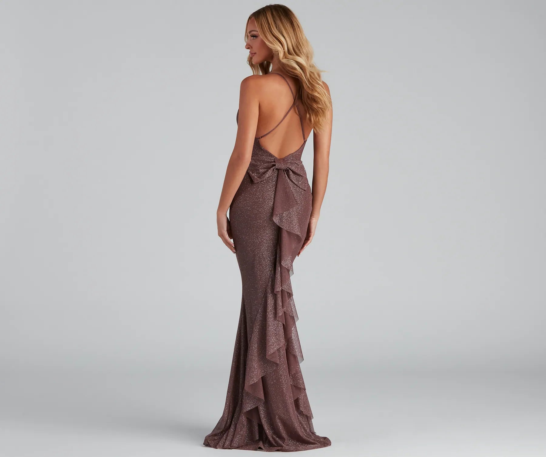 Linda Formal Glitter Ruffled Dress