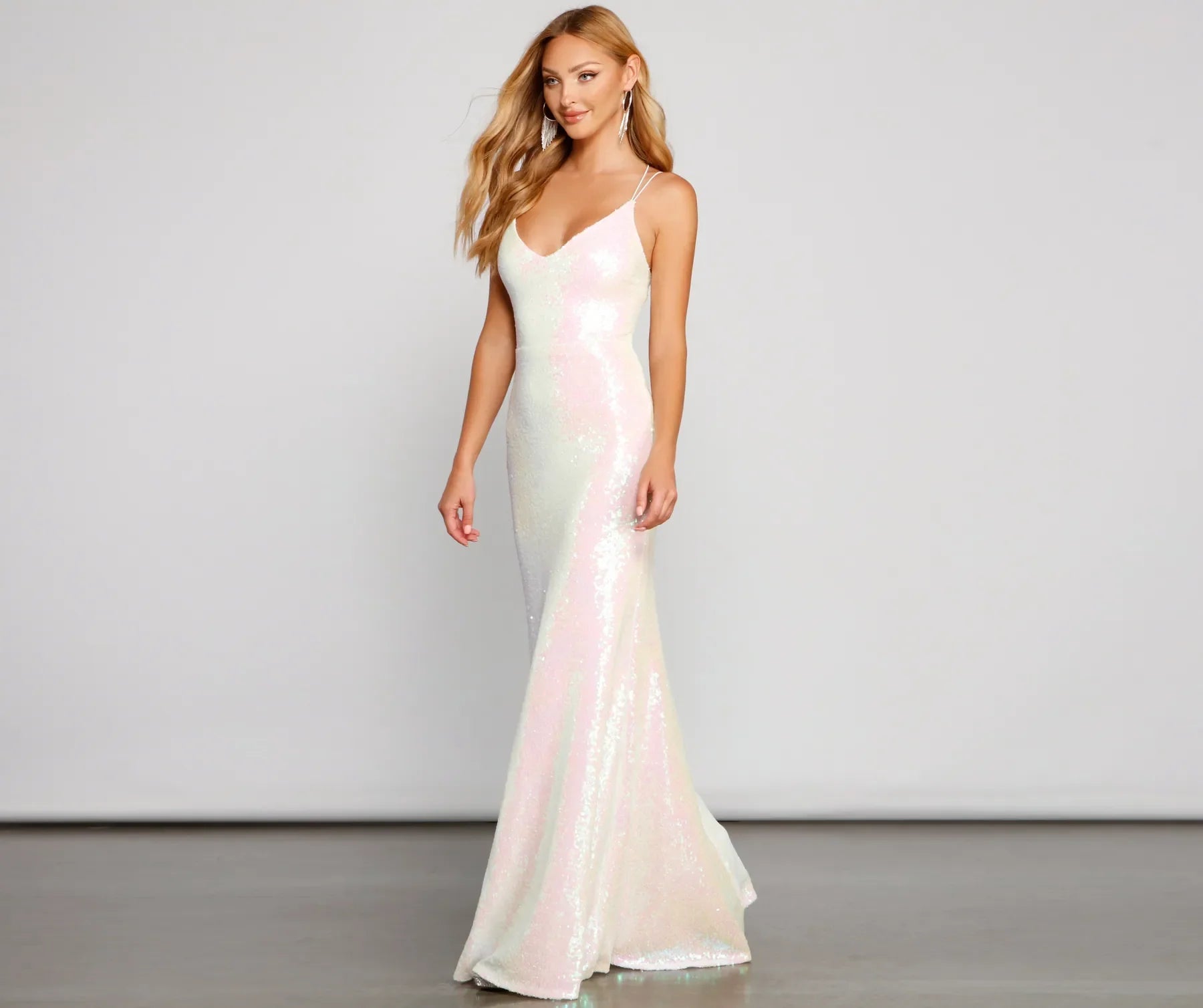 Irene Sequin Floor-Length Formal Dress