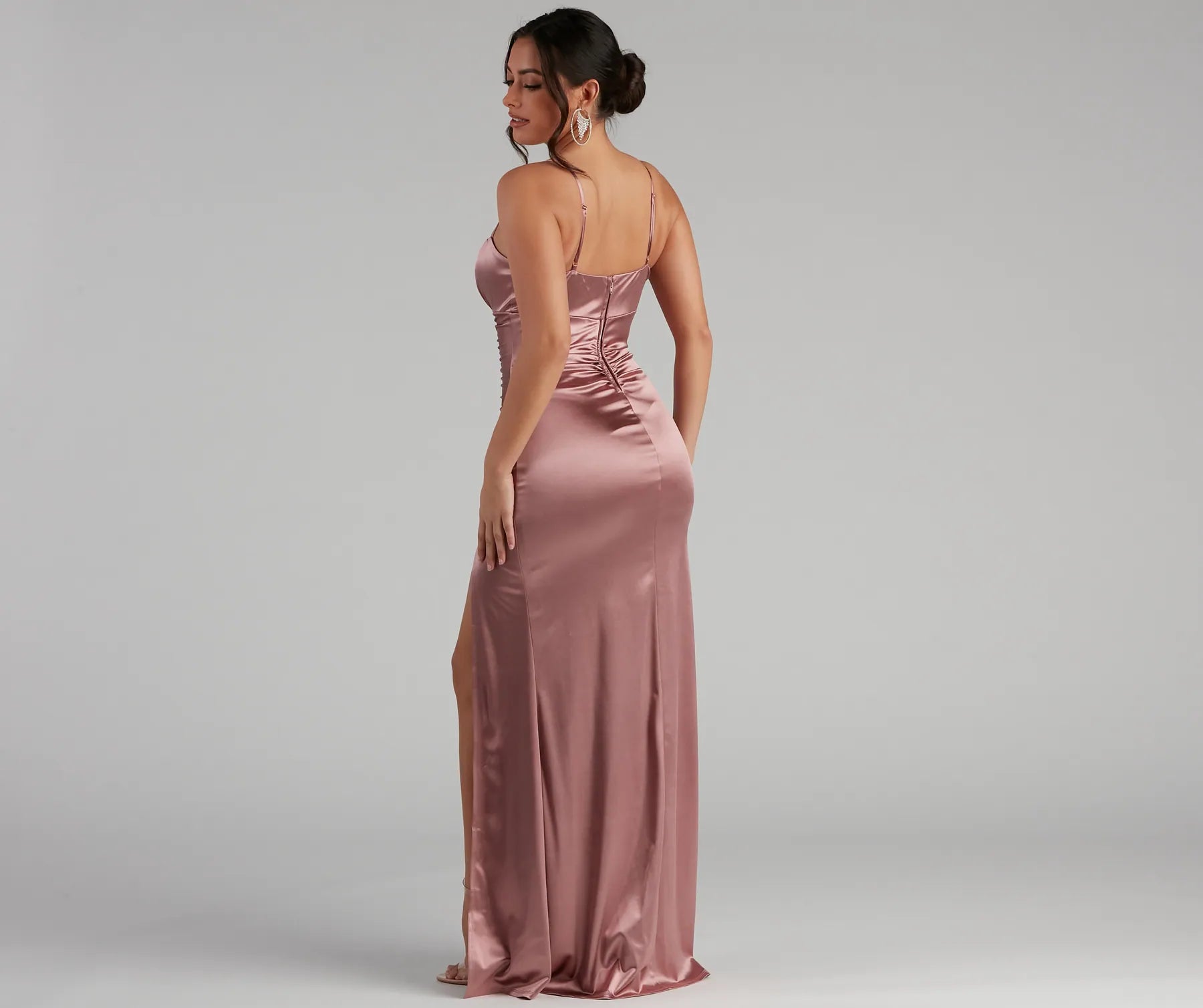 Brooklyn Satin Ruched Formal Dress