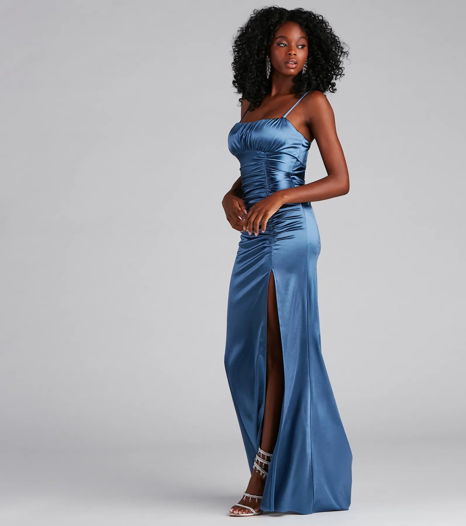 Brooklyn Satin Ruched Formal Dress