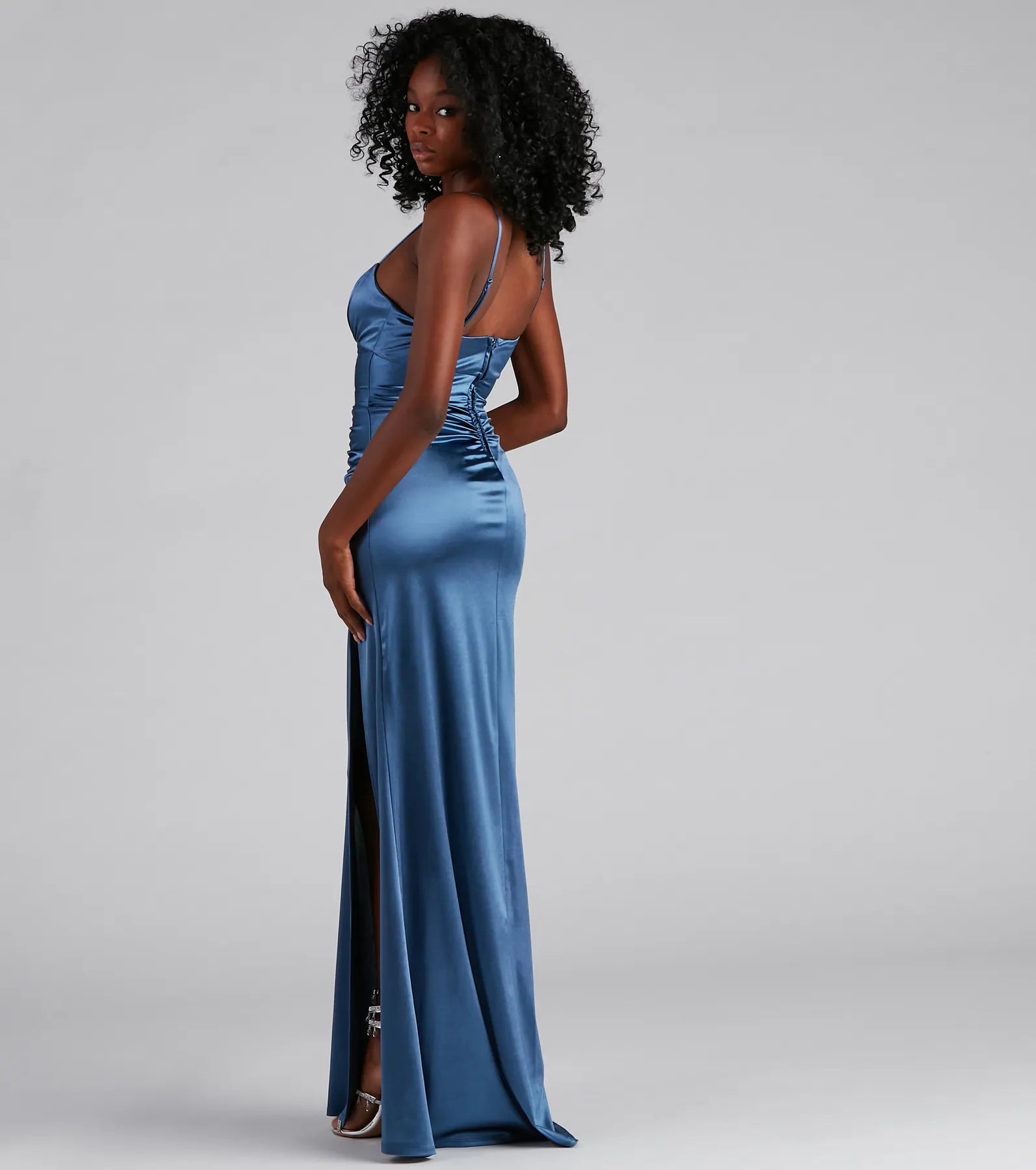 Brooklyn Satin Ruched Formal Dress