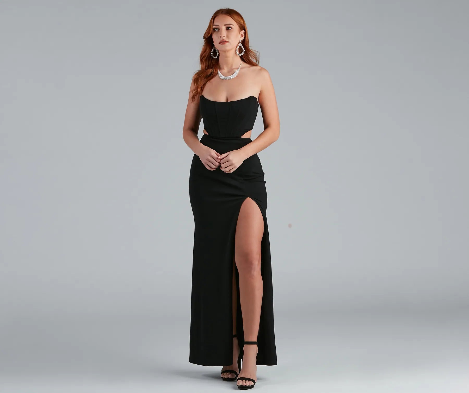 Hallie Formal High Slit Corset Dress