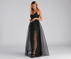 Stassie Sparkly Tulle A-Line Long Dress