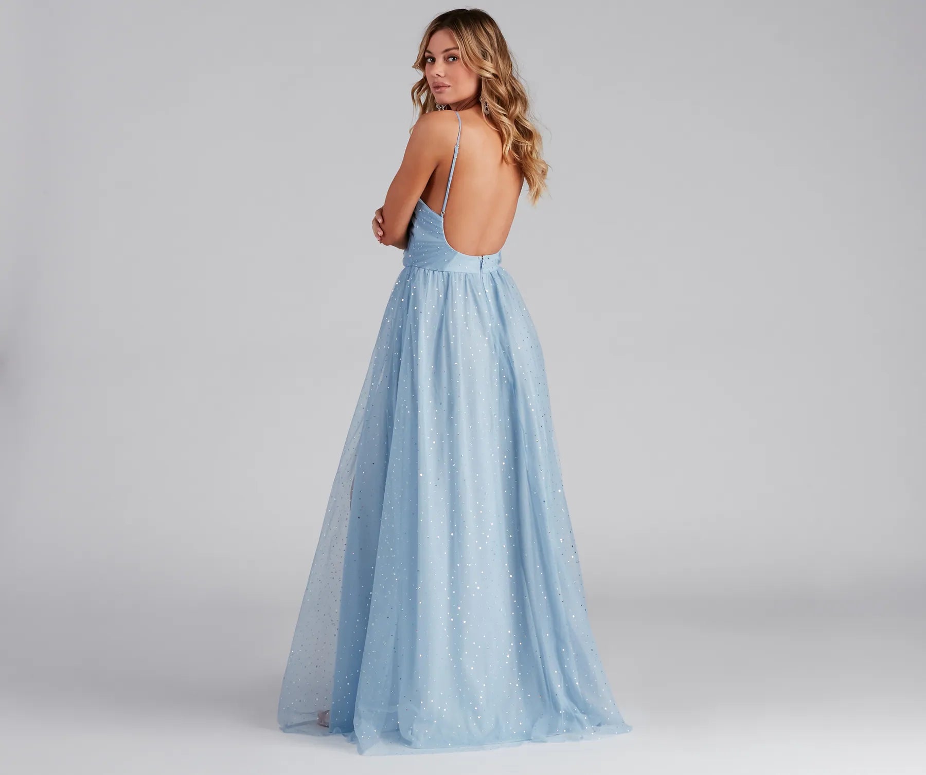 Stassie Sparkly Tulle A-Line Long Dress