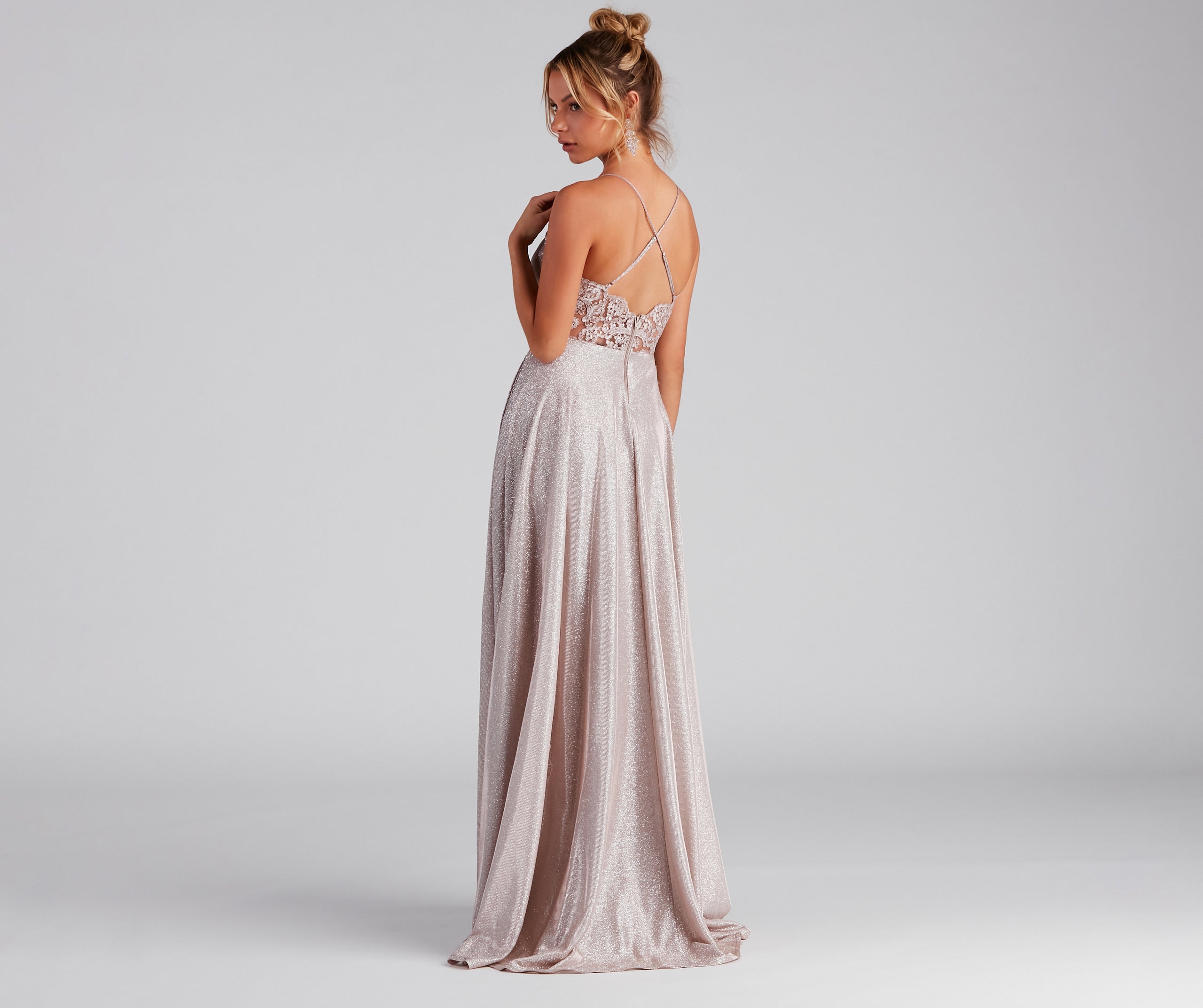 Palmer Formal Glitter Lace Dress