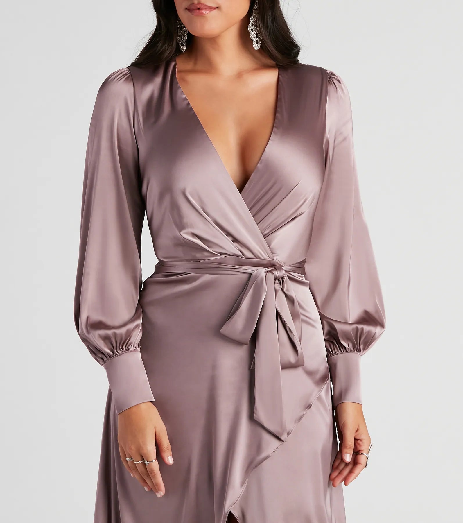 Kali Formal Satin Wrap Dress
