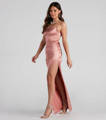 Ayla High Slit Satin Dress