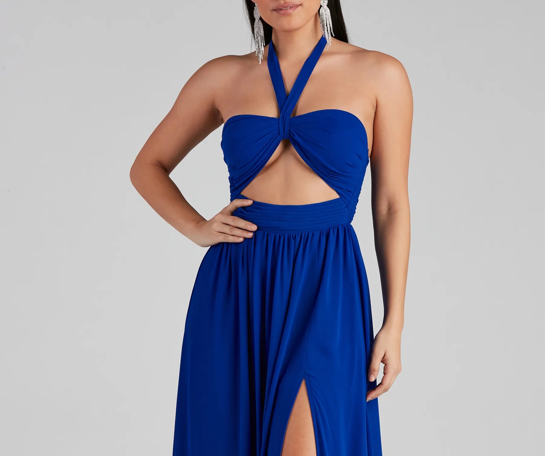 Sonia Formal Halter Cutout Chiffon Long Dress