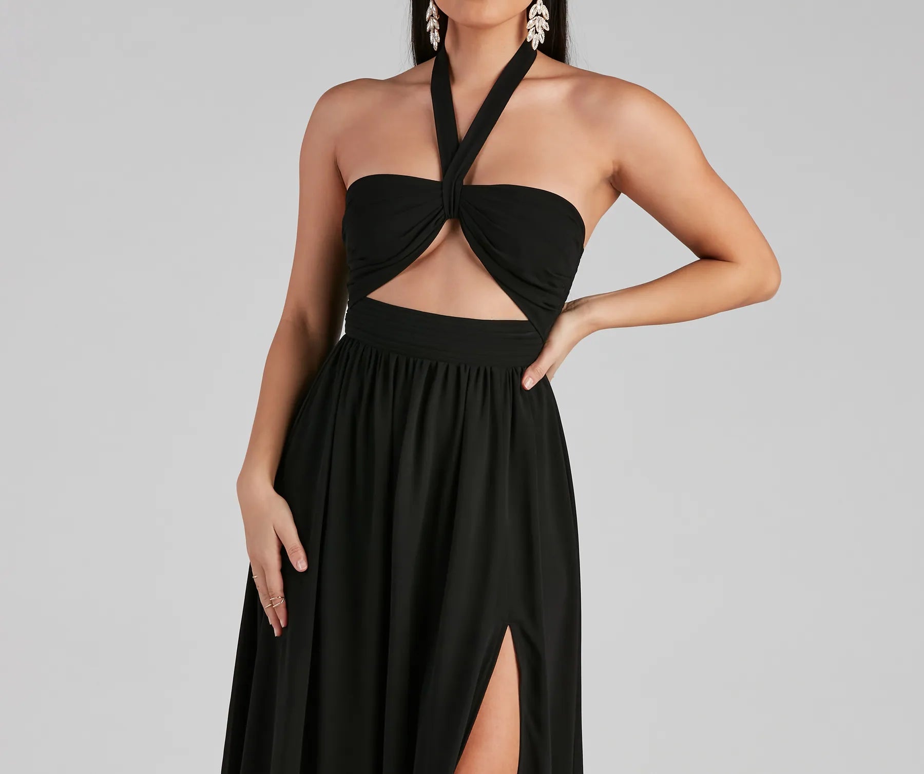 Sonia Formal Halter Cutout Chiffon Long Dress