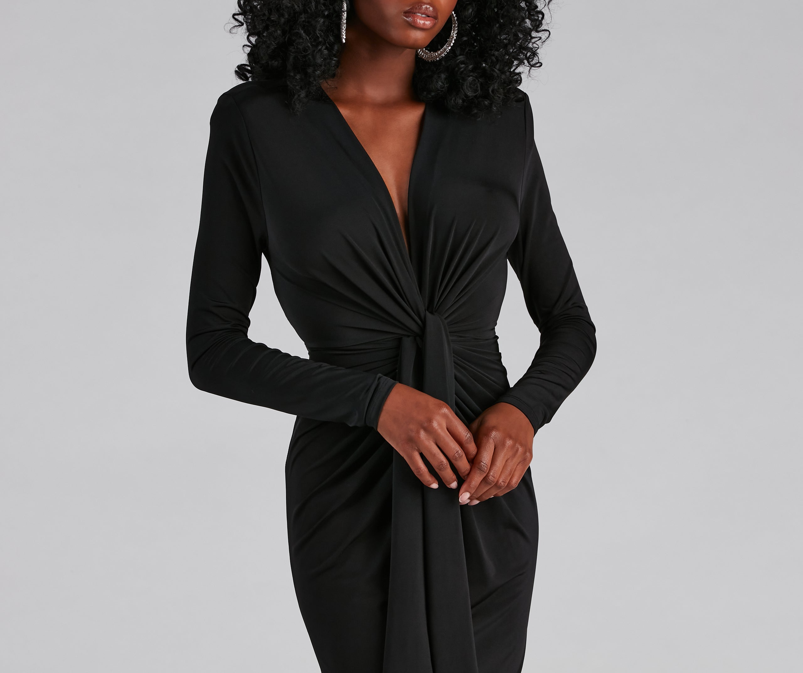 Vina Formal Tied V-Neck Long Dress