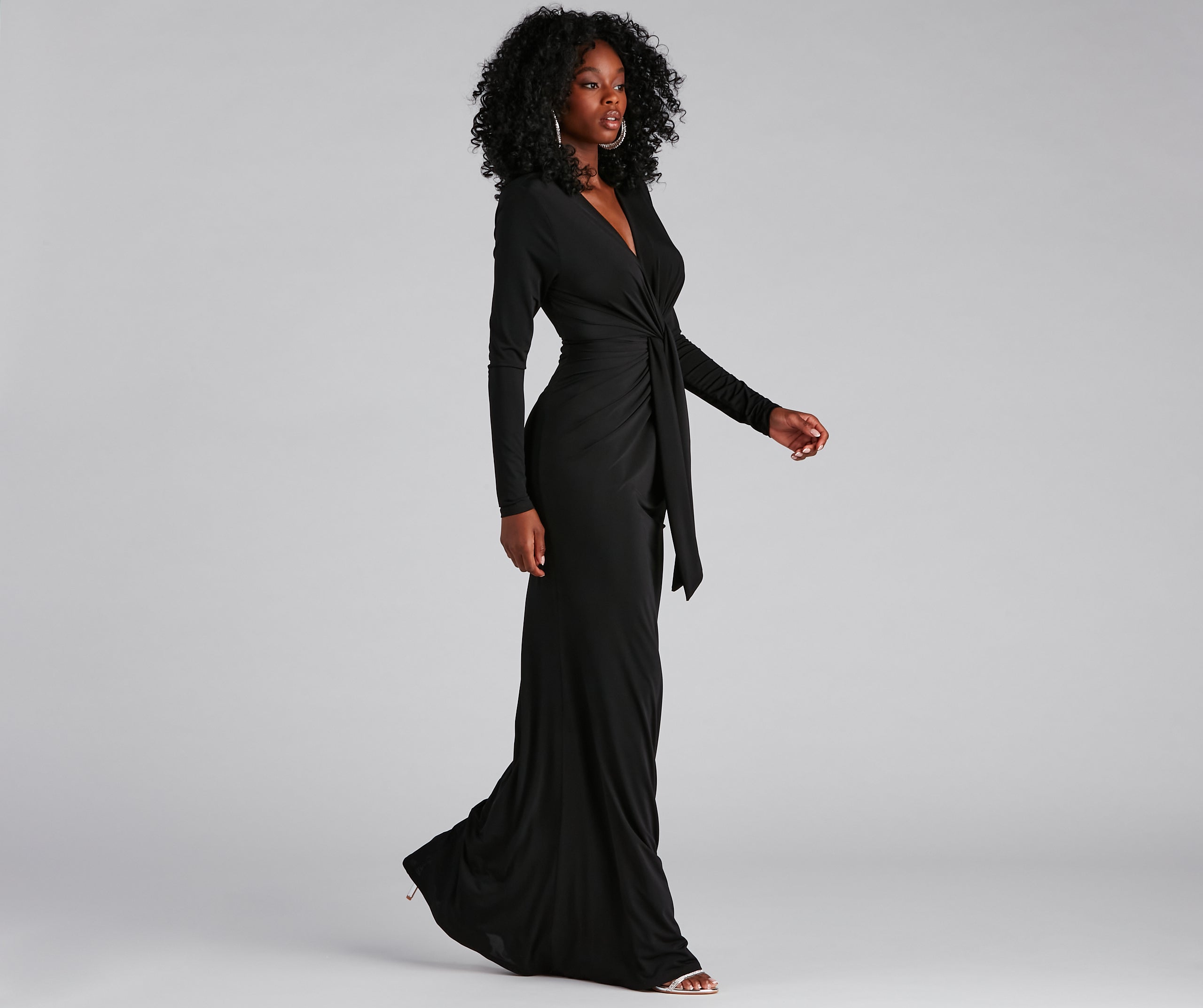 Vina Formal Tied V-Neck Long Dress