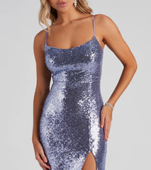 Lex Formal Sequin Open-Back Dress