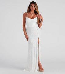 Loretta Formal Sequin Lace-Up Dress