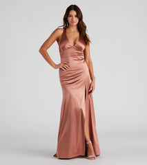 Cindy Formal Satin V-Neck Long Dress