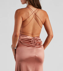 Cindy Formal Satin V-Neck Long Dress