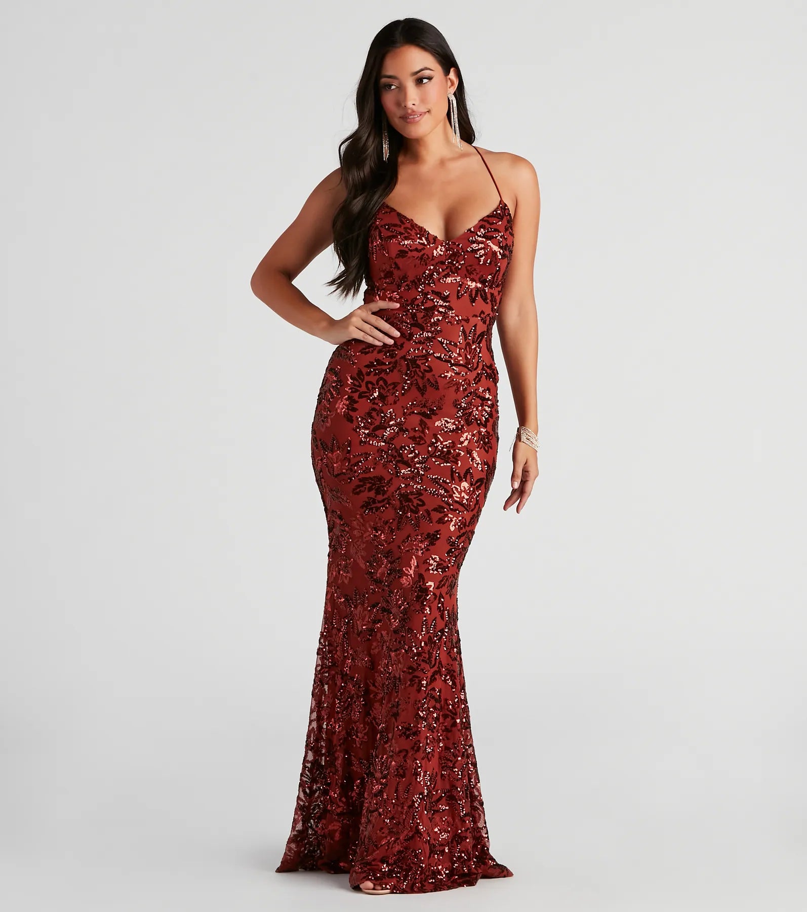 Marleigh Formal Sequin Scroll Dress